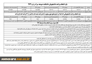 بازه انتخاب واحد دانشجویان دانشکده صومعه سرا در ترم 972