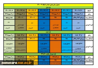جدول زمان بندی انتخاب واحد